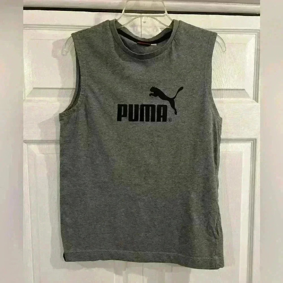 PUMA Men Printed Round Neck Cotton Blend Grey T-Shirt size M - Picture 1 of 8